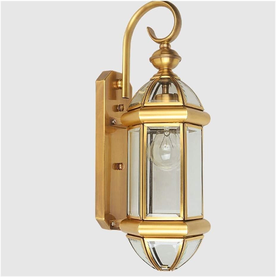 Yxx max -Bedroom Wall lamp Wall lamp led European-Style Full Copper Wall Lamp Outdoor Waterproof Glass Lamps American Village Retro Courtyard Art Lighting Home Decoration