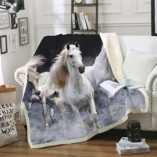 KLJFIGUT Mantas para Sofas Grandes 220x240 Caballo Mantas para Cama de Franela Felpa para Adultos, Manta para Cama 135/150 de Invierno, Manta para Cubre Sofá Colchas