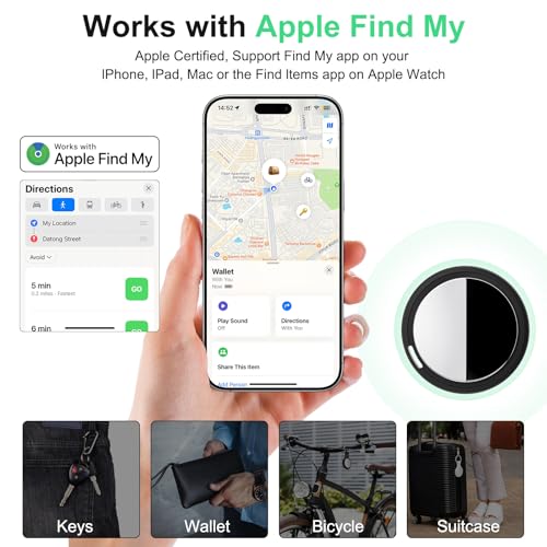 Image of Air Tracker Tag Works with Apple Find My (iOS Only) Includes Replaceable Battery, Bluetooth Smart Item Locator Key Finder for Keys, Luggage, Wallet, Pet, Car, Bike (Black, 2-Pack)