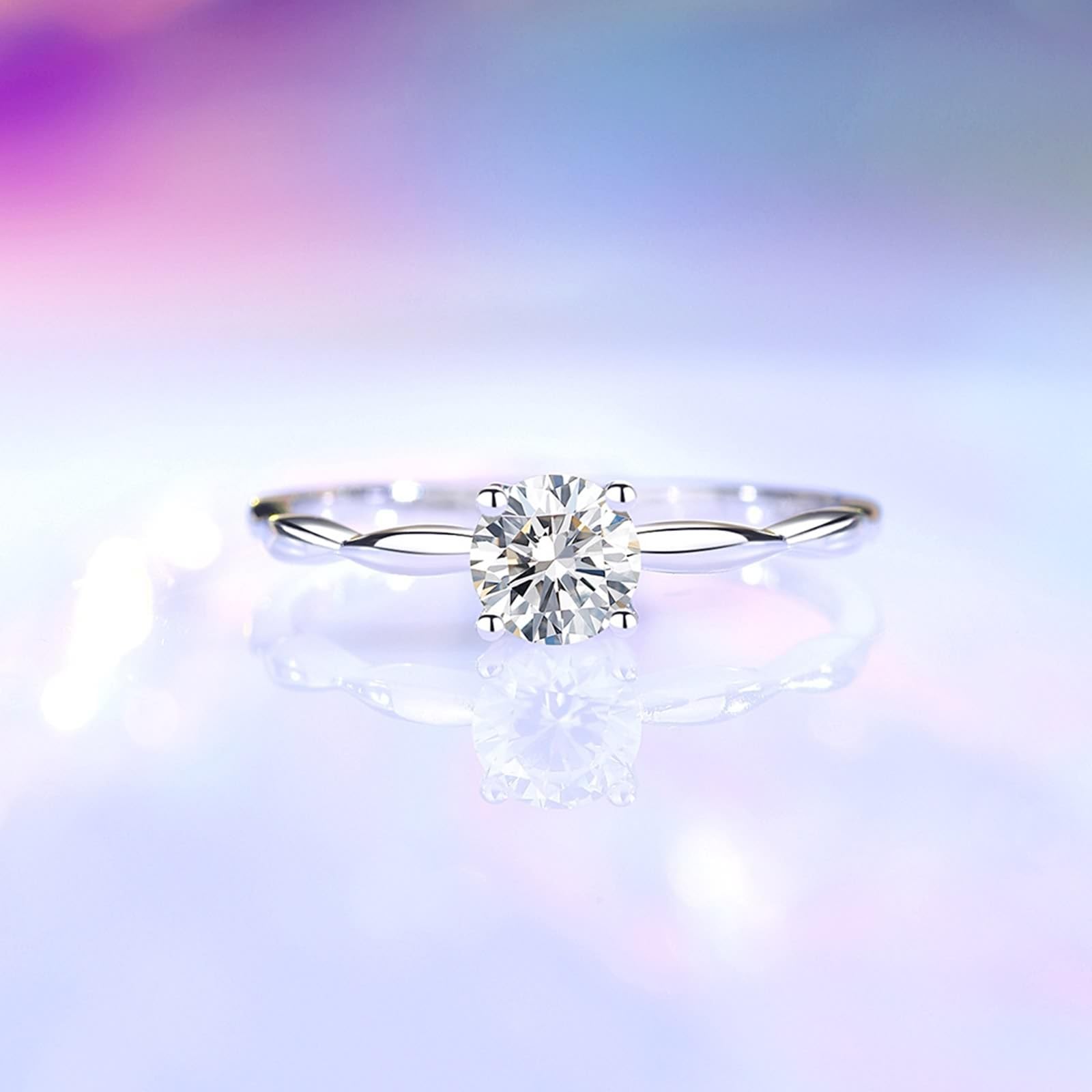 Epinki Złote obrączki ślubne 18K, klasyczne pierścionki przyjaźni z laboratorium, diament, pierścionek ślubny Platinum PT950 prawdziwe złoto, biżuteria, rozm. 47-65