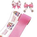 Owl Animal Spring Floral Wired Ribbon, 2 Rolls Summer Owls with Truck Flower Pink White Polka Dot Fabric Ribbon for Bows Wreath Making Party Holiday Decor Gift Wrapping, 2.5 InchX10 Yards (Light Pink)