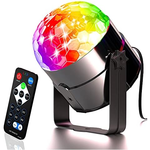 Mini Dj Disco Ball Party Stage Lights Sbolight Led 7Colors Effect Projector Karaoke Equipment for Stage Lighting with Remote Control Sound Activated for Dancing Xmas Gift KTV Bar Concert Birthday Cover
