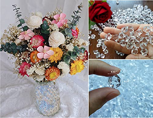 448 Pcs Plastic Ice For Crafts Clear Fake Ice Cubes Filler Clear Gems For Crafts Clear Ice Rock Crystal Ice Fillers Acrylic Crystals For Vases Plastic Ice Cube Fake Diamonds Plastic Faux Ice #TOP3