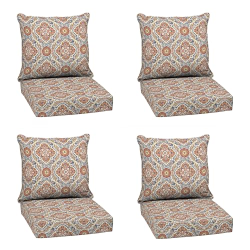 Arden Outdoor Deep Seat Cushion Set, 4-Pack, 24x24, Global Medallion