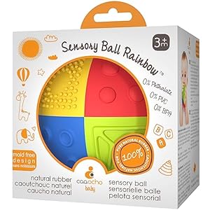 caaocho Pure Natural Rubber Sensory Ball Rainbow 3″ – Sealed Hole, BPA Free Baby Ball Toy, for Sensory Play, for Sensory Development, Hole Free Baby Toy, Perfect Bouncer, Without Hole