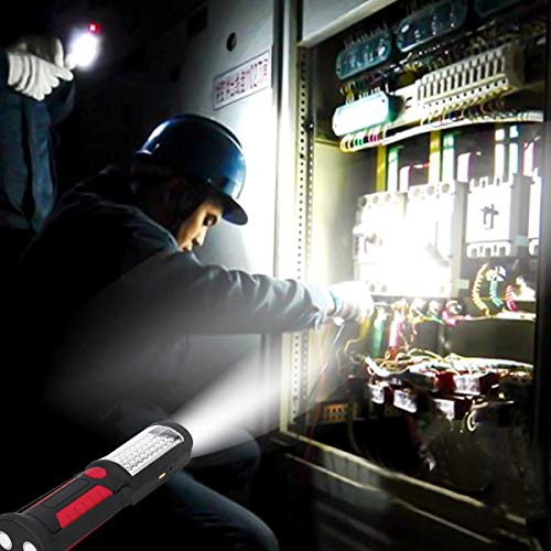 Hedaqi Rechargeable Work Light Portable Led Multi-Use Magnetic Flashlight With Hanging Hook, Waterproof Work Flashlight For Car Repair Household Blackout And Emergency(Red) #TOP6