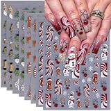 8PCS Christmas Nail Art Stickers Decals 3D Glitter Christmas Nail Stickers Gingerbread Man Elk...