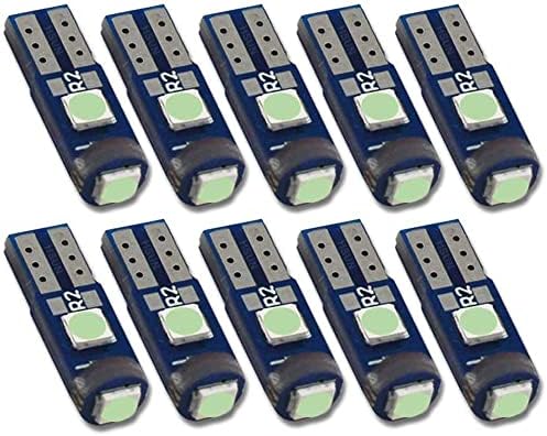 Eseastar T5 LED Bulbs 74 70 37 17 2721 3528 5mm 3LED SMD3030 for Car Interior Speedometer Dashboard Instrument Gauge Cluster Indicator Light Panel Dash Lamp,Pack of 10 (T5-Ice Blue)