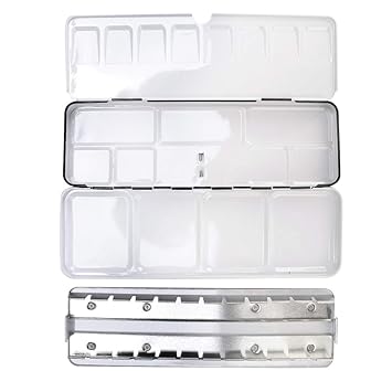 Reusable Tinplate Pigment Box, Watercolor Palette, Paint Box, Easy to Clean Black for Painting Painter'