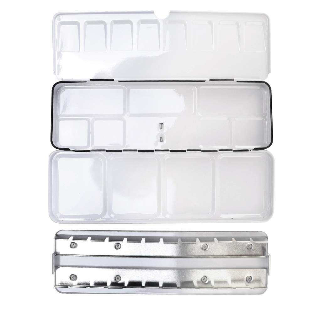 Sturdy Metal Palette Box, Tinplate Watercolor Box Black Anti-Skid 24 Colors for Artists Students Kids Beginners and Art Lovers