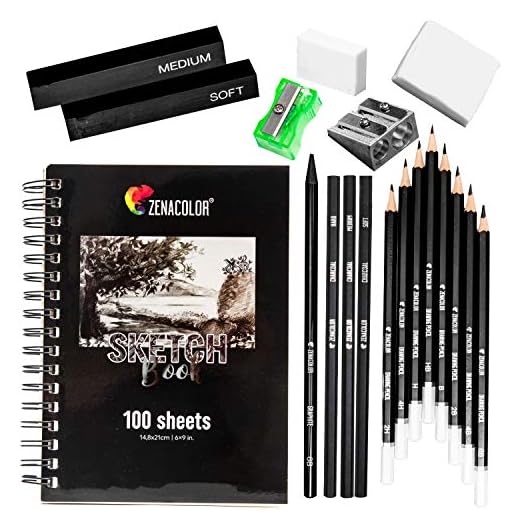 Complete Sketch Kit for Beginners or Professional - 8 Drawing Pencils, 3 Charcoal Pencils, 1 Graphite Pencil, 2 Charcoal Sticks, 100 Page Sketchbook, and Accessories - Ideal Gift for All Artists