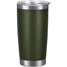 20oz 550ml Travel Insulated Tumbler with Lid,Stainless Steel Double Wall Insulated Thermal Coffee Cup Flask Travel Mug for Hot & Cold Drinks, Fits Car Cup Holder Army Green
