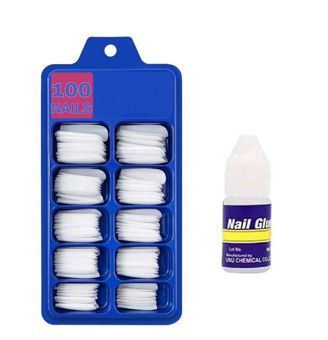 Artificial White Nails party/marriage/friends/Set With Glue/Reusable Fake Nails-100 PCSNAILS