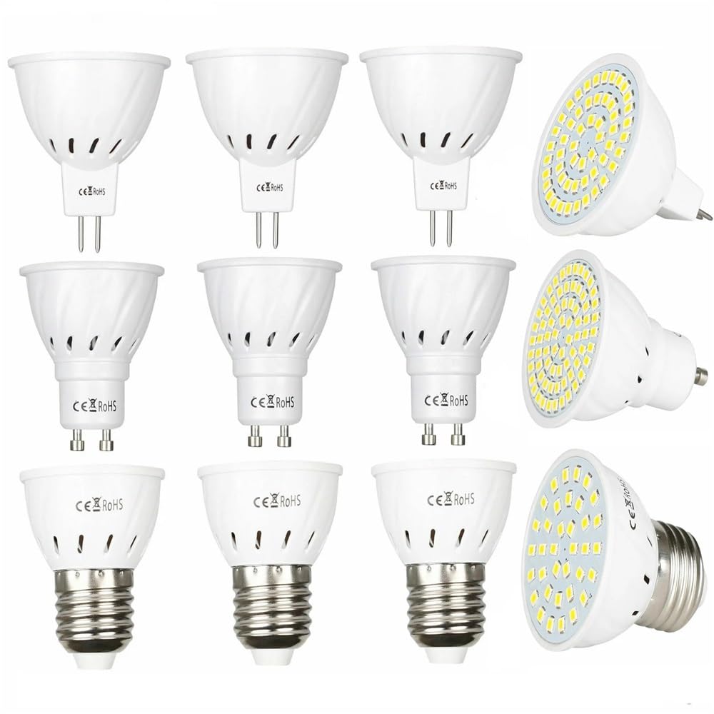 Luces de Amplio Voltaje, 10 Unidades/Lote, CC/CA 10-30 V, GU10, MR16, Bombilla LED E27, 36 54 72 LED, Foco para Interiores, Foco LED para el hogar.