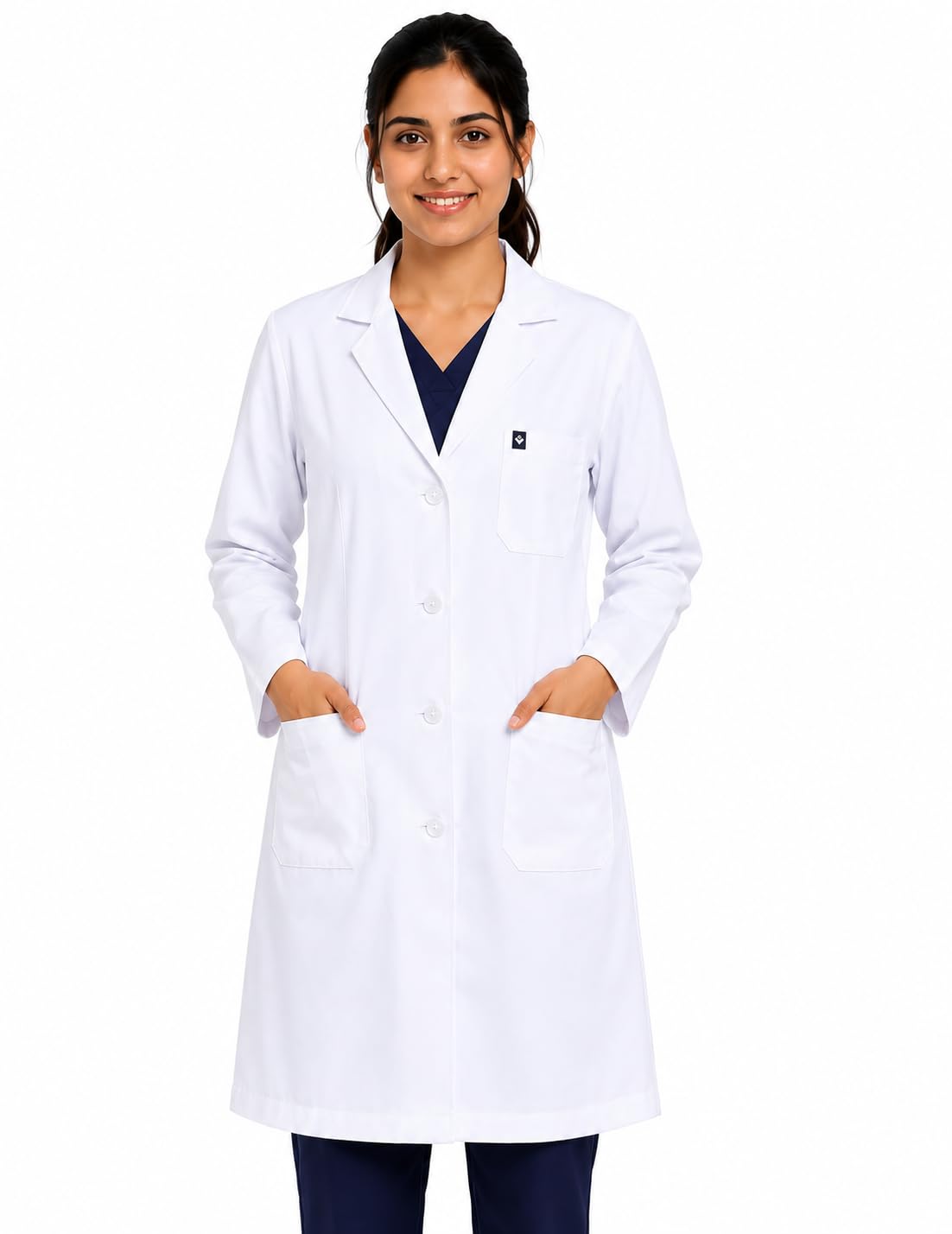 Long Length Full Sleeves Doctor Lab Coat for Women-image-3