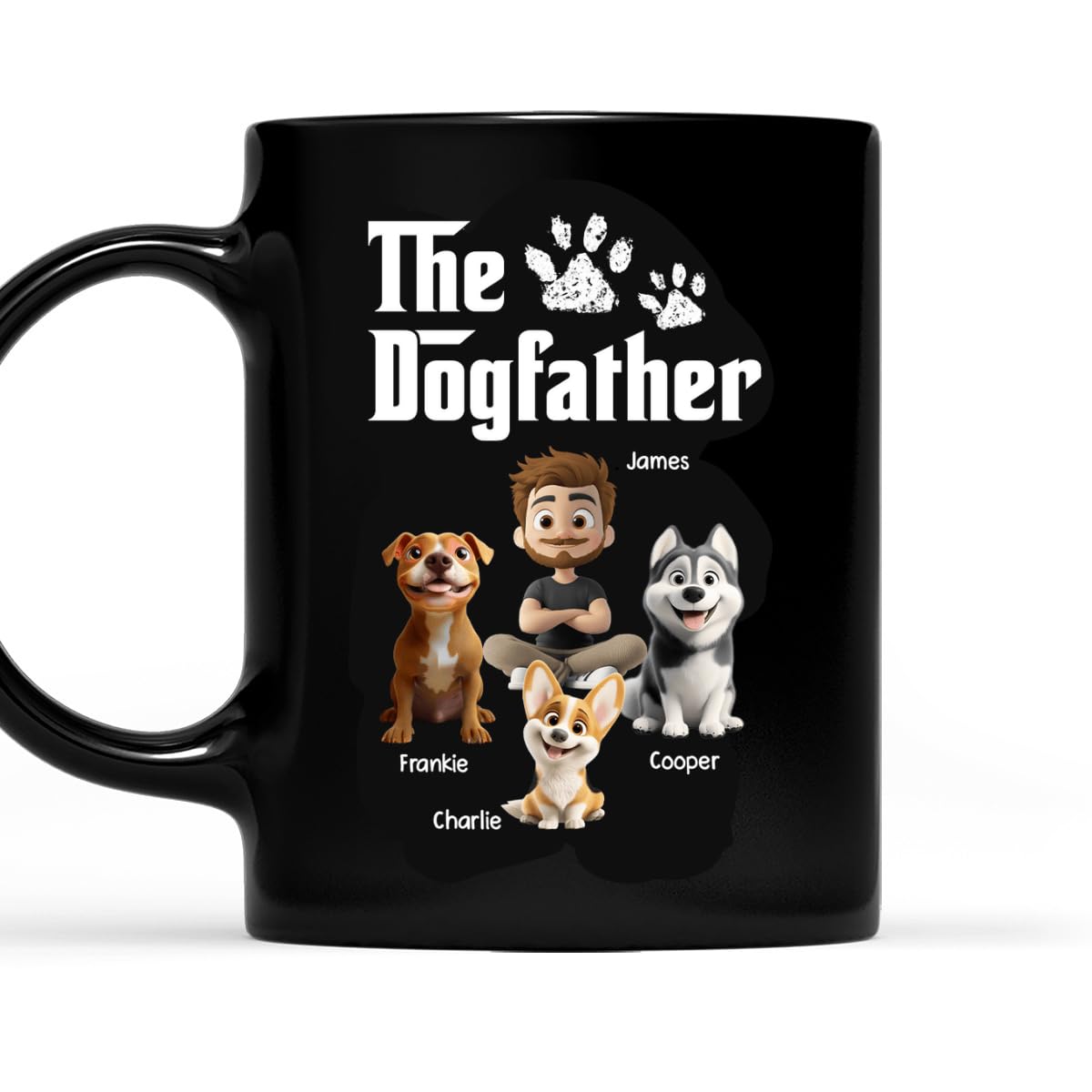 Wrappiness Personalized Dog Dad Mug – Gift Idea for Men Who Love Dogs, Unique Father’s Day Present for Dog Lovers, Custom Black Coffee Cup Gift for
