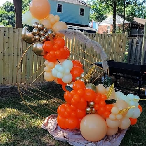 Image of Orange Balloons, 67pcs 12 Inch Sand White and Orange Confetti Balloons for Birthday, Baby Shower, Halloween Party Decorations