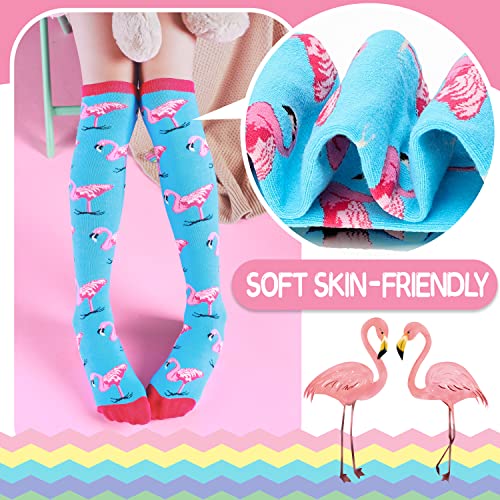 ANTSANG Kids Girls Knee High Socks Long Boot Crazy Silly Fun Gift Cute Tall Animal Socks for Child 6 Pairs Stocking Stuffers Gifts for 10 Year Old Girls Birthday Gifts Ideas(Assorted Animals)
