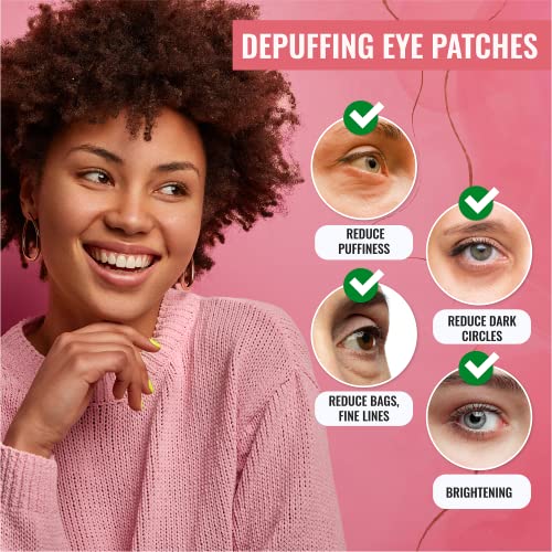 Eye Mask For Puffiness - Under Eye Patches For Dark Circles - Korean Under Eye Mask Patches For Puffy Eyes - Eye Gel Pads Depuffing Eye Brightener With Aloe Vera, Green Tea, Rose, Caffeine, Hydrogel & Collagen (20 Pairs) #TOP3