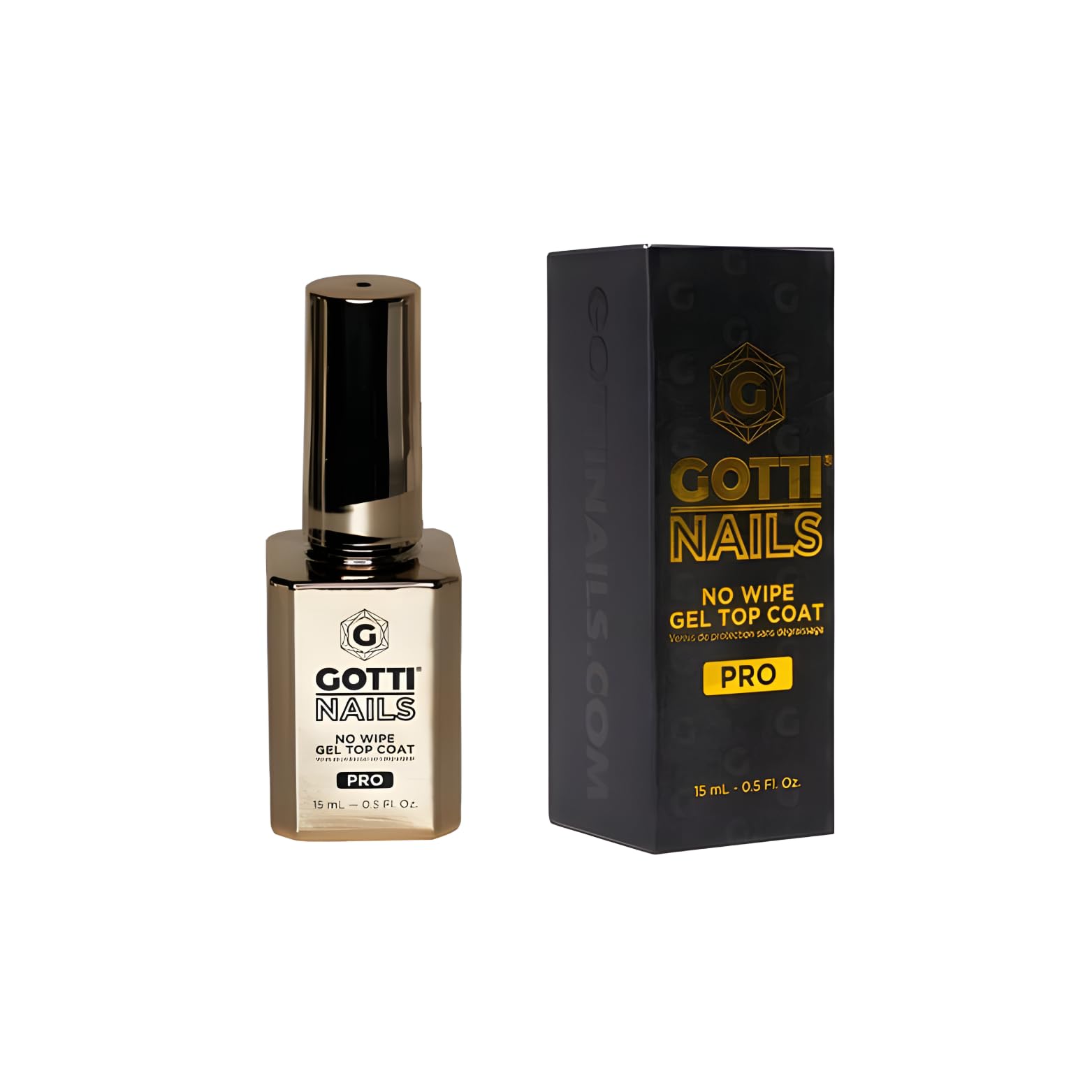 Gotti Nails Gel Top Coat - No Wipe, Non Yellowing, Stain Resistant, Shiny and Glossy Top Coat Nail Polish - Clear Nail Polish for UV and LED Applications