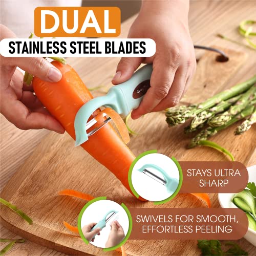 Image of Spring Chef Swivel Vegetable Peeler for Kitchen w /Soft Grip Handle, Mint