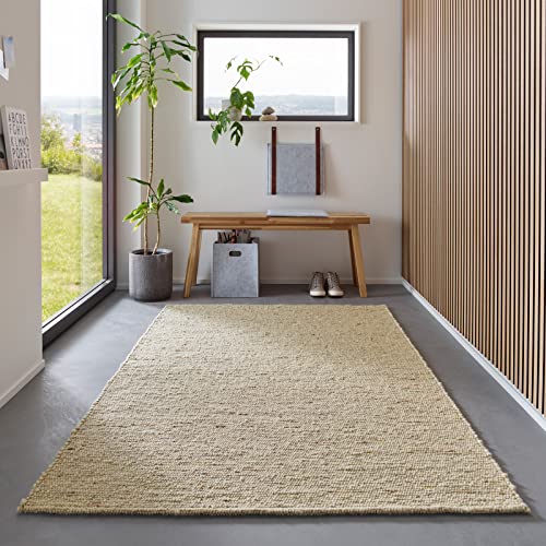 TacaHome Wollteppich Handweb Teppich Gewalkt I Reine Schur-Wolle im Skandinavischen Design I...