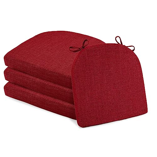 Basic Beyond Chair Cushions For Dining Chairs 4 Pack, Memory Foam Chair Cushion With Ties And Non Slip Backing, 16 X 16 Inches Chair Pads For Dining Chairs(Red) #TOP8