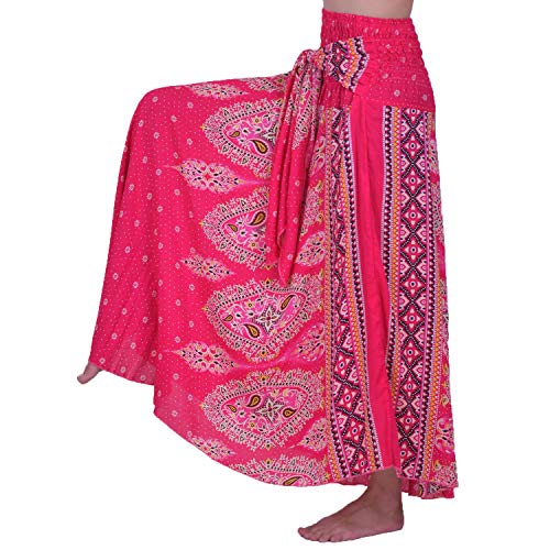 Lofbaz Women's Long Bohemian Maxi Skirt Hippie Gypsy Boho Dress - Floral 5 Pink OS2