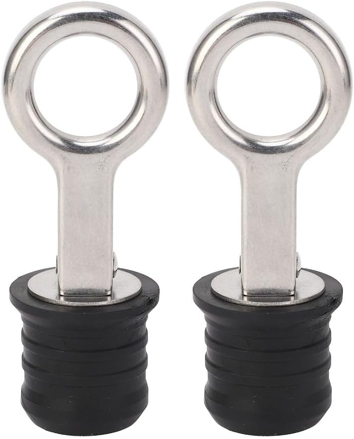 2Pcs 1.25 Inch 304 Stainless Steel Boat Drain Rubber Plug Accessories Handle Snap Plug for Marine Ships Boats Yachts Use