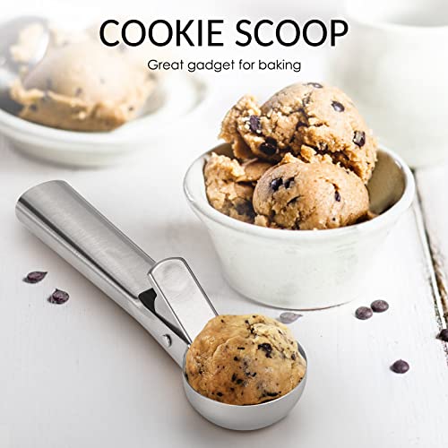 D Ice Cream Scoop, Stainless Steel Ice Cream Scooper With Trigger Release, Metal Cookie Scoops, Iceream Scoop Spoon For Meatball Frozen Yogurt Gelatos And Sundaes, Dishwasher Safe #TOP2