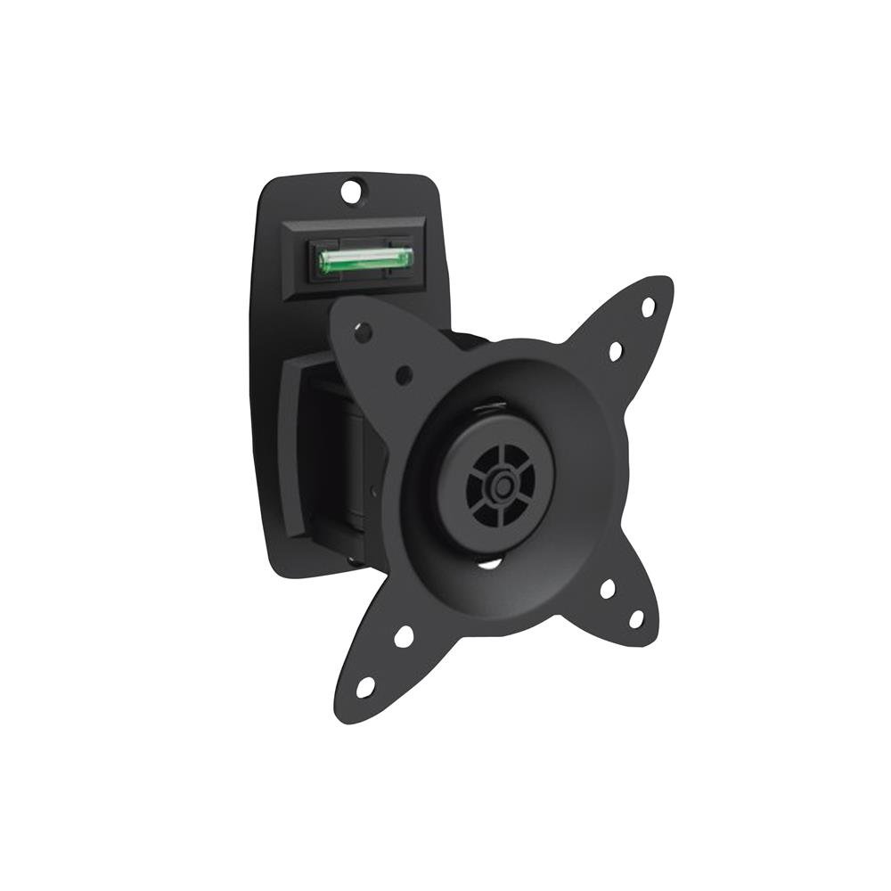 DIGITUS Support Mural pour écran - pour écrans jusqu'à 27" - VESA 75x75 & 100x100 - Charge Max. 15kg - orientable à 30°, pivotant à 360° - Niveau à Bulle intégré - Noir