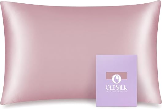 OLESILK 100% Mulberry Silk Toddler Pillowcase for Hair and Skin, Both Sides 19 Momme Pure Natural Silk Travel Pillow Cases with Hidden Zipper, 13"x 18", Light Plum