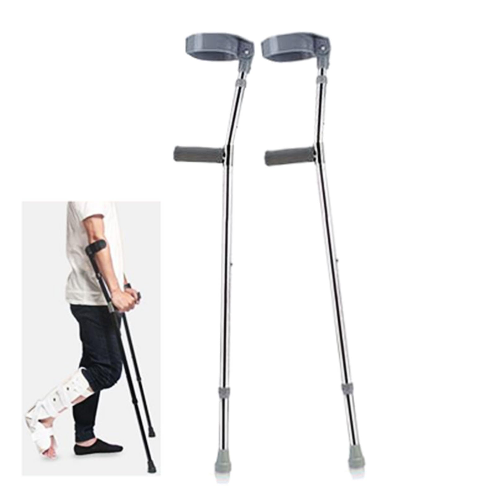 Stampelle Ortopediche (x2), Regolabili in Altezza Stampelle Avambraccio con Impugnatura Ergonomica, Supporto Dopo lesioni o operazioni (Color : Gray)