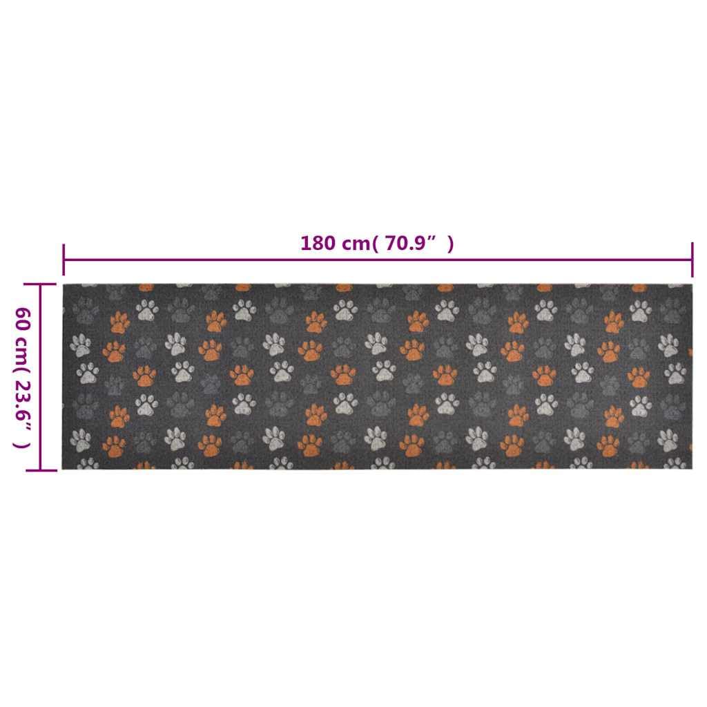 Küchenläufer Waschbar 60x180 cm Samt Küchenteppich Pfoten