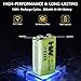 HW 9V Rechargeable Batteries 2 Pack, NiMH 200mAh Long-Lasting 9 Volt Cells, Pre-Charged 9V Batteries for Smoke Alarm, Microphones, RC Toys, Multimeter (Charger Not Included)