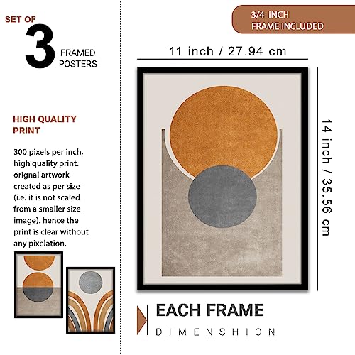 Image of NoWorries Retro Wall Art Decor Paintings | Set of 3 Minimalist Wall Art Frames for Home Decoration | Perfect for Living Room, Bedroom & Office (Art-8, 10x13inch)