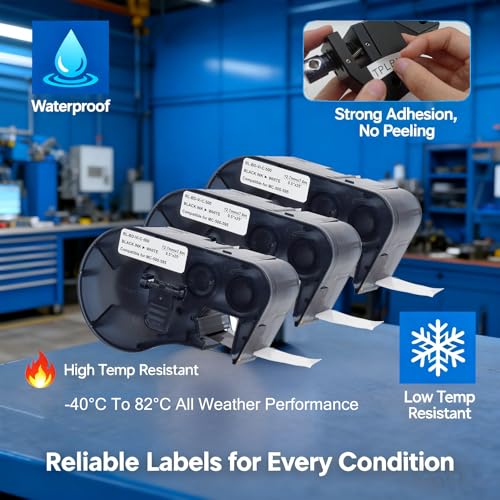 M21-500-595 Vinyl Label Tape - M210 Labels Compatible with BMP21 Plus BMP21 Lab Printer, Black On White, High Adhesion, High & Low Temperature Resistantance - image 4