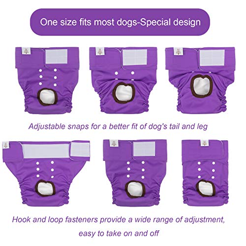 Image of CuteBone Dog Diapers Female Washable Small Medium Large 3 Pack Reusable Doggie Diapers Puppy Period Pants for Doggy Heat Cycle Peeing