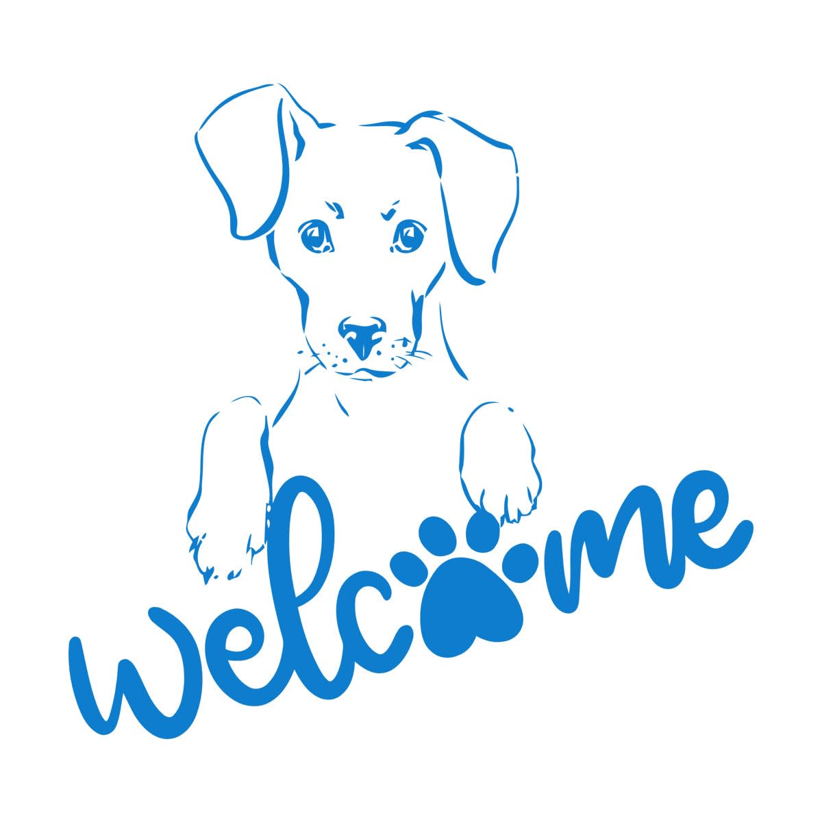 Mural and Wall Vinyl Decal Welcome Pet Shops Girls Grooming Lettering Puppy 81x86.4cm Multiple Size Options Extra Large Blue