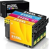 Remanufactured Ink Cartridge Replacement for Epson 212XL 212 T212XL T212 High Yield to Use with XP-4100 XP-4105 WF-2830 WF-2850 Printer (1 Black, 1 Cyan, 1 Magenta, 1 Yellow, 4-Pack)