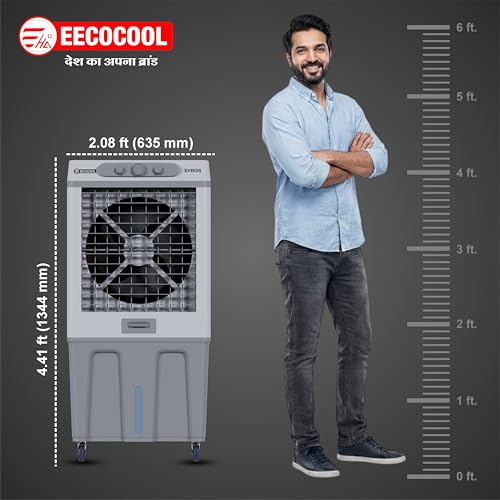 Image of EECOCOOL Syros 120 L Desert Air Cooler for Home with Honeycomb Cooling Pads, Auto Swing & Water Level Indicator | Inverter Compatible & | 1 Year Warranty