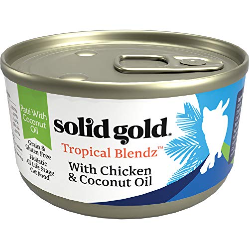 Image of Solid Gold Wet Cat Food Pate in Coconut Oil - Healthy Canned Cat Food Pate w /Real Chicken, Omega Fatty Acids, Vitamins & Minerals - Grain Free & Gluten Free Canned Meals for Cats & Kittens - 24ct /3oz