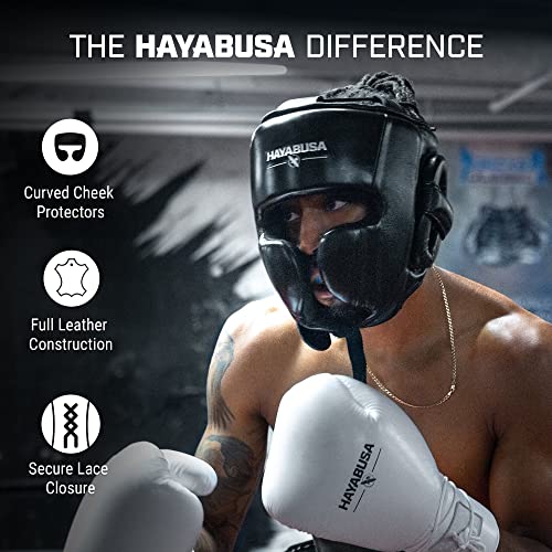 Hayabusa Pro Leather Boxing Headgear Adjustable - Black, One Size #TOP1