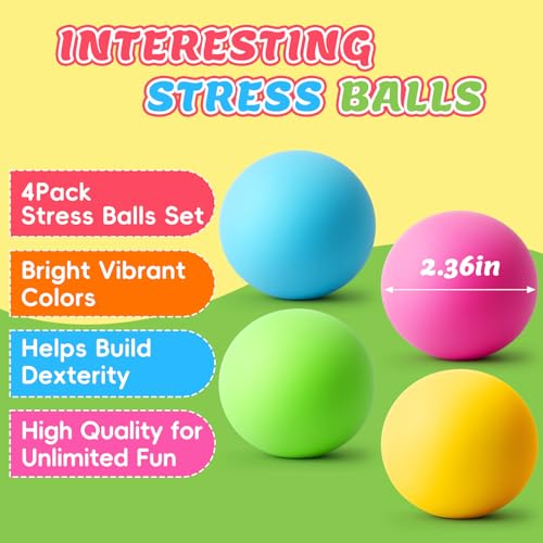 Image of Stress Balls 4 Pack for Adults and Kids, Color Changing Squeeze Toys