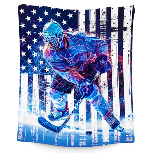 Hockey Blanket, Boys Blankets for Kids, Ice Hockey Gifts for Sports Lovers, Cozy Flannel Throw for Boys Room Decor, 30"x40"