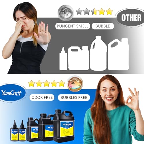 UV Resin - 1000g Crystal Clear UV Curing Resin Low Odor Hard UV Curing Resin DIY Jewelry Making Resin Craft Painting - Clear Bubble Free UV Epoxy Resin for Castings and Statues