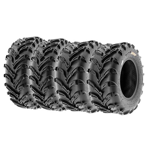 Set of 4 SunF A024 AT-Mud-Trail ATV UTV 25x8-12 Front & 25x10-12 Rear off-road Tires, 6 PR, Tubeless