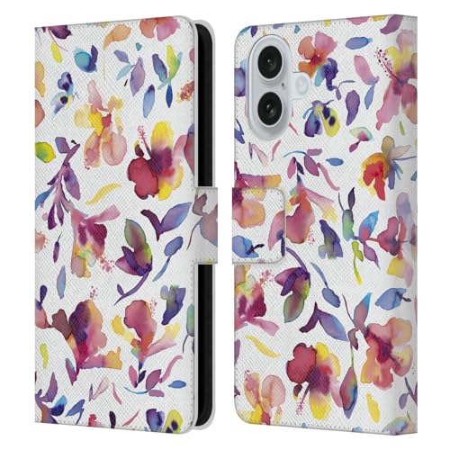 Protection intégrale cuir iPhone 16 étui rabat Ninola floral