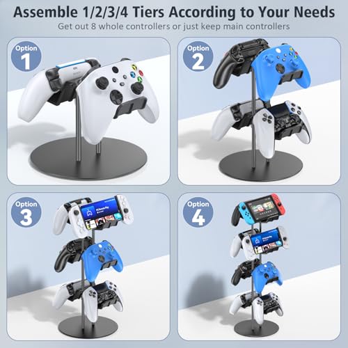 Kytok Controller Stand 4 Tiers with Cable Organizer for Desk, Universal Headphone Stand Compatible with Xbox PS5 PS4 Nintendo Switch, Headset Holder & Desk Mounts for 8 Packs Controller - Image 4