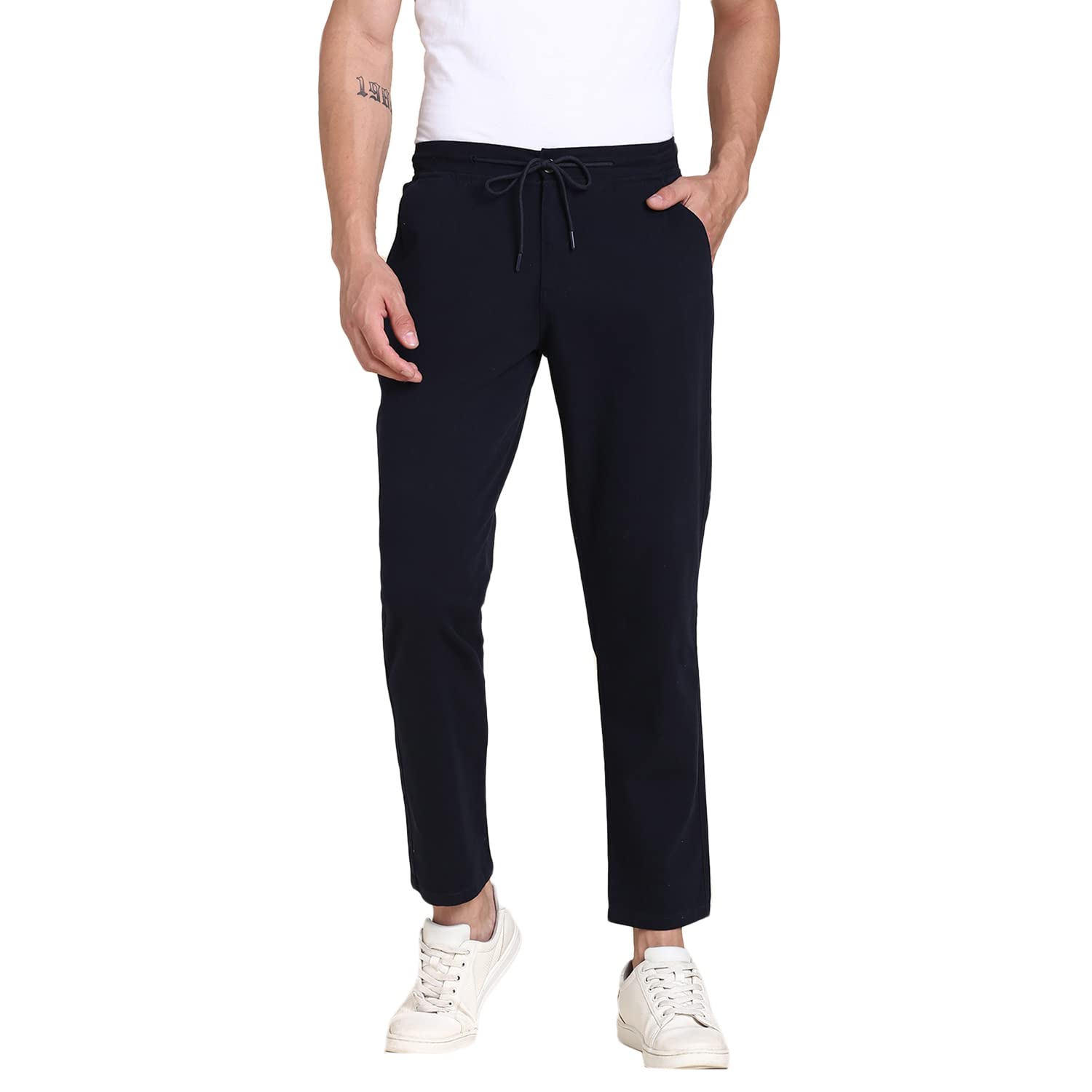 Dennis Lingo Pantalones chinos elásticos de algodón para hombre, ajuste regular, color liso, pantalones casuales con cordón en la cintura
